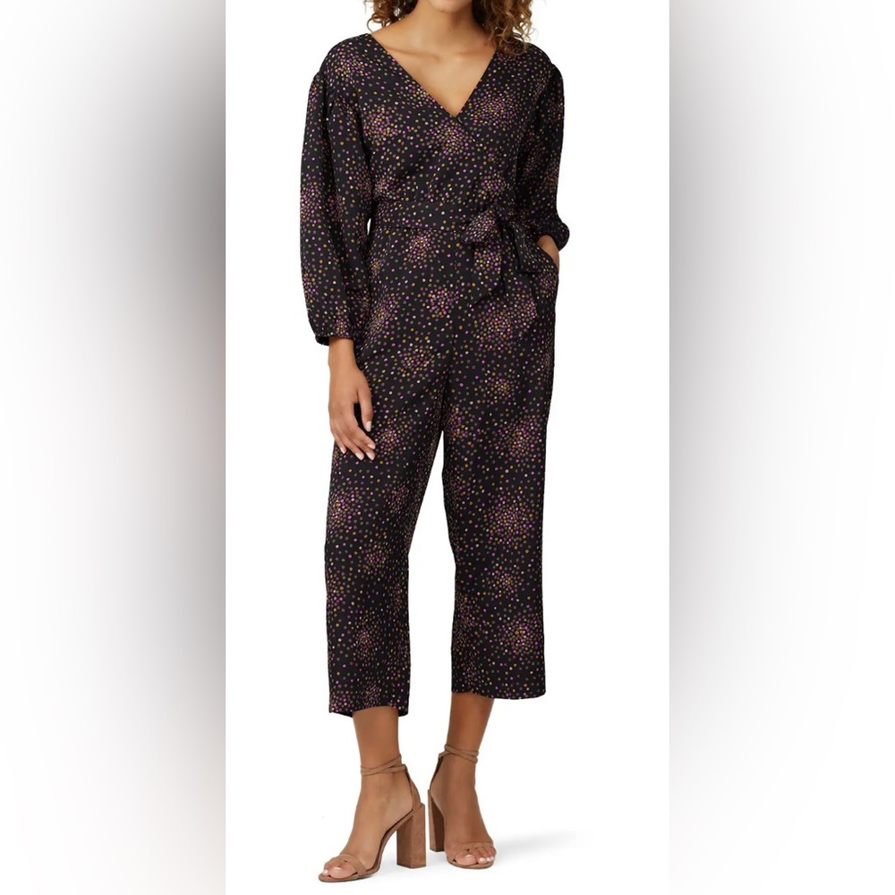 kate spade Black Multicolor Polka-Dot Cropped Jumpsuit